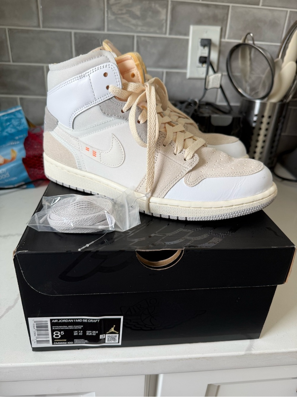 Jordan High-Top Sneakers in Cream and White